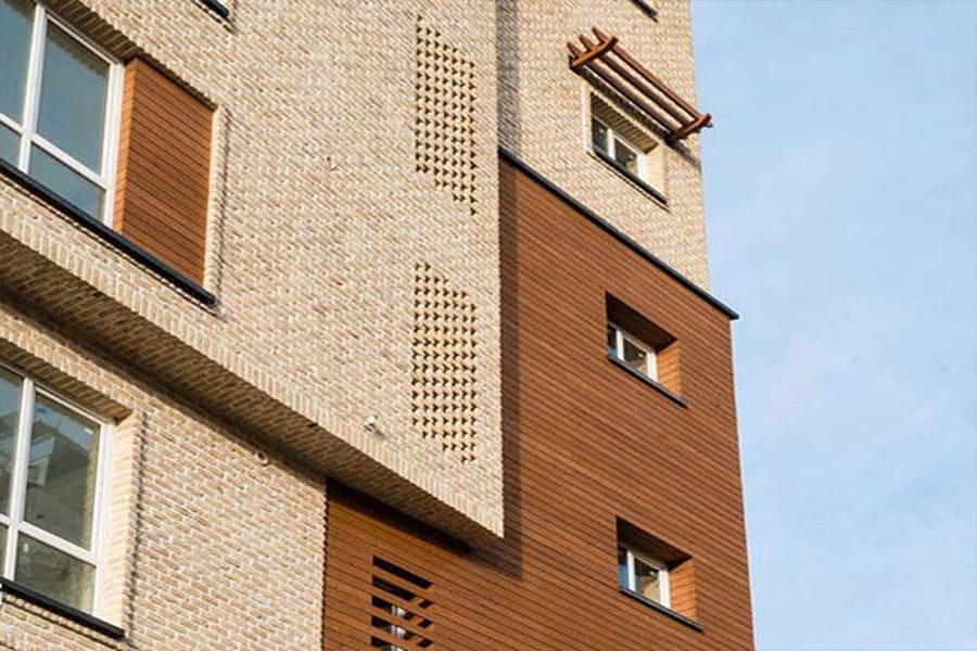 استفاده از ترکیب نمای چوب و آجر در نمای ساختمان